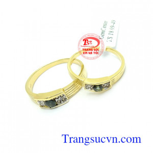 Nhẫn Cưới Sapphire Tình Yêu Viên Mãn vàng 14k chế tác đẹp, chất lượng cao