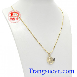 Bộ trang sức cá chép kim tiền gồm mặt dây và dây chuyền vàng tây 10k