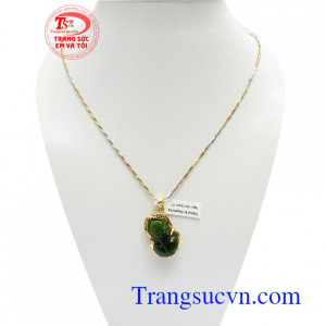 Bộ Dây Tỳ Hưu Thịnh Vượng kết hợp giữa dây chuyền Ý 10k và mặt dây chuyền Tỳ hưu cẩm thạch thiên nhiên đeo hợp thời trang và phong thủy