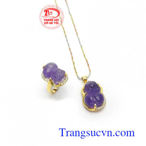 Bộ trang sức Tỳ hưu thạch anh tím thiên nhiên cao cấp. Bộ Trang Sức Thạch Anh Tím Bình An
