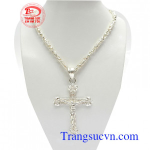 Bộ Dây Chuyền Thánh Giá Bạc Tinh Xảo phong cách