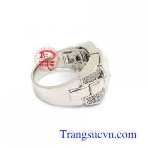 Nhẫn nam vàng trắng 10k sang trọng