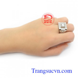 Nhẫn Nam Hàn Quốc Đính Đá Mạnh Mẽ