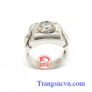 Nhẫn nam vàng trắng Hàn Quốc thời trang