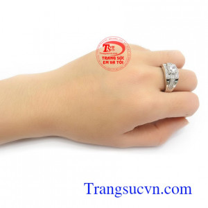 Nhẫn Nam Korea Sang Trọng vàng trắng 10k