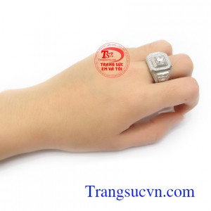Nhẫn nam vàng trắng 10k đẳng cấp phái mạnh