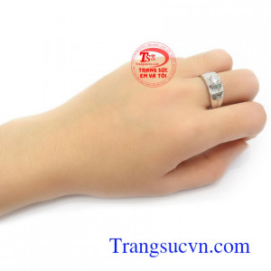 Nhẫn Nam Vàng Trắng 14k Phong Cách