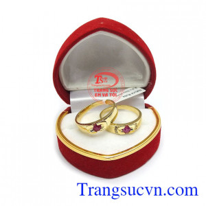 Nhẫn cưới Ruby tình yêu vàng 14k