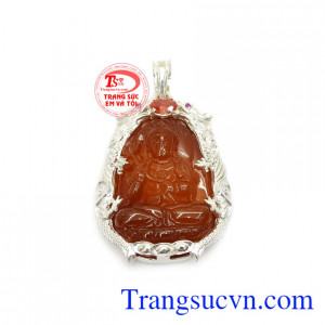 Mặt dây mã não bọc bạc