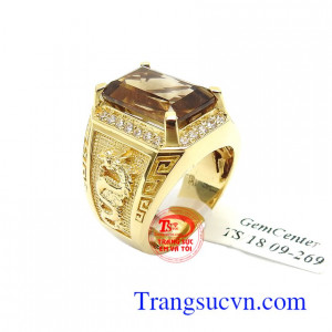 Nhẫn Nam Thạch Anh 14k Mạnh Mẽ chế tác tinh xảo độc đáo, kiểu dáng thời trang và đẳng cấp phái mạnh