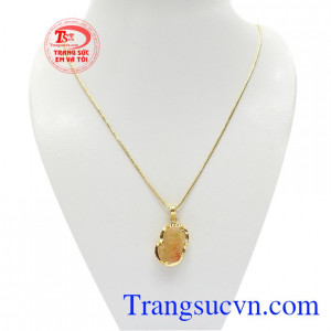 Bộ trang sức tỳ hưu thạch anh tóc thiên nhiên