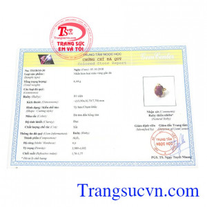 Giấy kiểm định từ trung tâm ngọc học