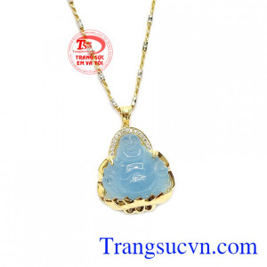 Bộ sản phẩm sang trọng, tinh tế và hợp phong thủy. Bộ trang sức di lặc aquamarine