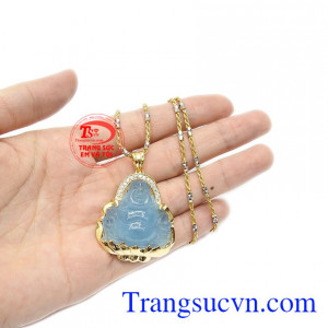 Sản phẩm mang đến sự bình an và may mắn cho người dùng. Bộ trang sức di lặc aquamarine