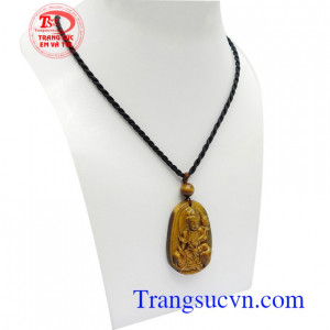 Phật bản mệnh mắt hổ tuổi Thìn Tỵ Phổ Hiền Bồ Tát, mặt dây chuyền mắt hổ thiên nhiên