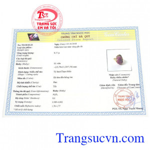 Giấy kiểm định từ trung tâm ngọc học