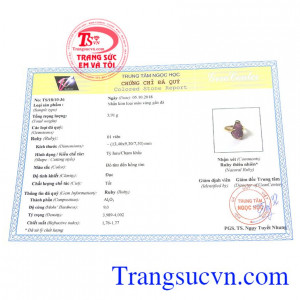 Giấy kiểm định từ trung tâm ngọc học