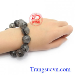 Chuỗi tay thạch anh tóc quyền lực 17 ly bình an