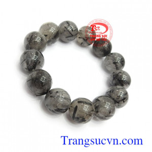 Chuỗi tay thạch anh tóc quyền lực 17 ly màu sắc đẹp, chất lượng cao đeo hợp thời trang và phong thủy