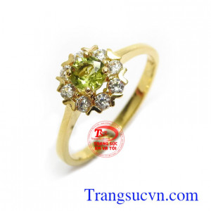 Nhẫn nữ vàng Peridot an nhiên