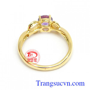 Nhẫn nữ thạch anh tím hạnh phúc vàng 14k