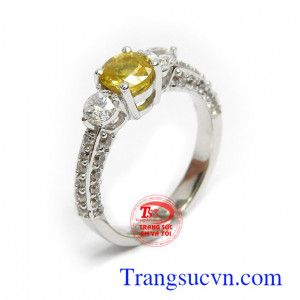 Nhẫn nữ Sapphire vàng tài lộc vàng 14k sang trọng, quý phái