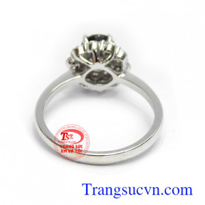 Nhẫn nữ vàng trắng gắn Sapphire thiên nhiên