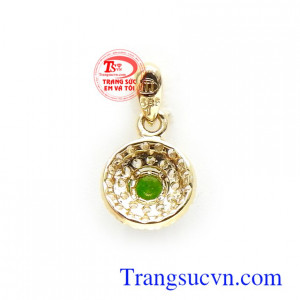 Mặt dây vàng tây gắn đá quý thiên nhiên. Mặt dây chuyền Diopside tài lộc