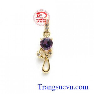 mặt dây chuyền vàng tây đá quý. Mặt dây thạch anh tím quý phái