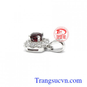 Mặt dây Granat an nhiên vàng trắng 14k bền đẹp, tinh xảo
