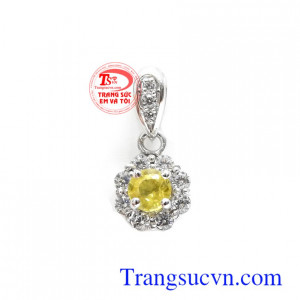 Mặt dây Sapphire vàng bình an, mặt dây Sapphire bọc vàng 14k