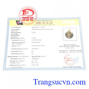 Giấy kiểm định từ trung tâm ngọc học