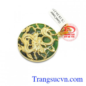 Mặt ngọc rồng vàng 14k là sản phẩm ngọc cẩm thạch thiên nhiên mang lại nhiều may mắn