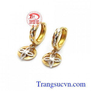 Hoa tai vàng tây 18k quý phái, đường nét chế tác độc đáo