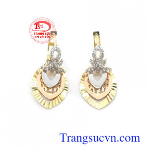 Hoa tai vàng tây xinh xắn vàng 18k kiểu dáng thời trang, phong cách và cá tính cho phái đẹp
