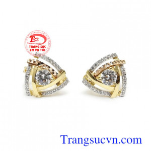 Hoa tai vàng tây đẳng cấp vàng 18k kiểu dáng độc đáo, thời trang, mang lại sự cá tính, phong cách và đẳng cấp phái đẹp