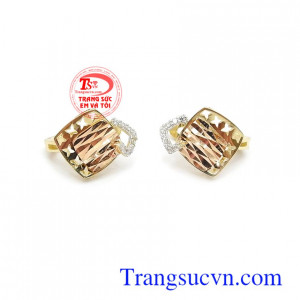 Hoa tai vàng tây phong cách vàng 18k bền đẹp, chất lượng, chế tác độc đáo