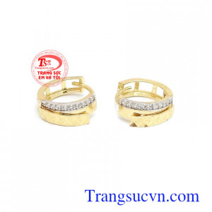 Hoa tai vàng 18k tinh tế 18k bền đẹp, chất lượng, hoa tai vàng tây cao cấp