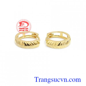 Hoa tai vàng phong cách thời trang vàng 18k, hoa tai vàng tây, hoa tai vàng bền đẹp, chất lượng