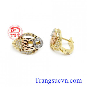 Hoa tai vàng tây dành cho nữ kiểu tinh tế, đeo hoa tai hợp thời trang