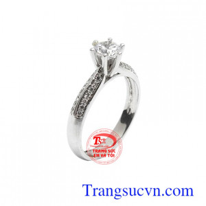 Nhẫn nữ vàng trắng 18k xinh xắn kiểu dáng đẹp, chất lượng cao, chế tác tinh xảo độc đáo, mang lại sự dịu dàng, tinh tế và đẳng cấp cho phái đẹp