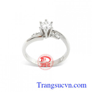 Nhẫn nữ vàng trắng 18k quý phái