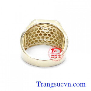 Nhẫn nam vàng tây đính đá CZ đẳng cấp thời trang