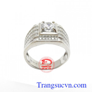 Nhẫn nam Hàn Quốc 10k mạnh mẽ, nhẫn nam vàng tây nhập khẩu, nhẫn nam vàng trắng 10k