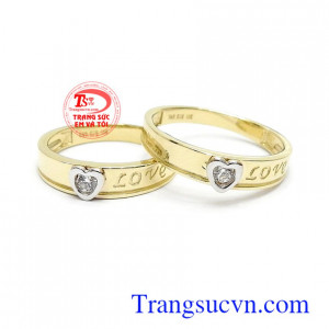 Nhẫn cưới Korea trái tim tình yêu vàng 10k nhập khẩu