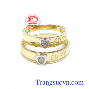 Nhẫn cưới vàng 10k nhập khẩu sắc nét, thời trang