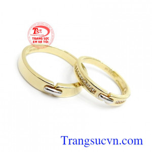 Nhẫn cưới Korea tình yêu son sắc vàng 10k, nhẫn cưới vàng tây, nhẫn cưới nhập khẩu