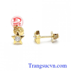 Hoa tai vàng đính đá thời trang