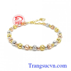 Lắc tay vàng 10k xinh xắn được chế tác từ vàng 10k sáng bóng, bền đẹp, lắc tay bi thời trang