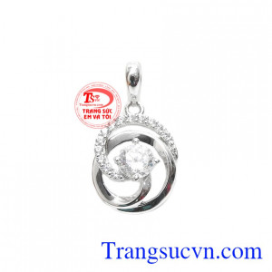 Mặt dây nữ hoa vàng trắng 18k